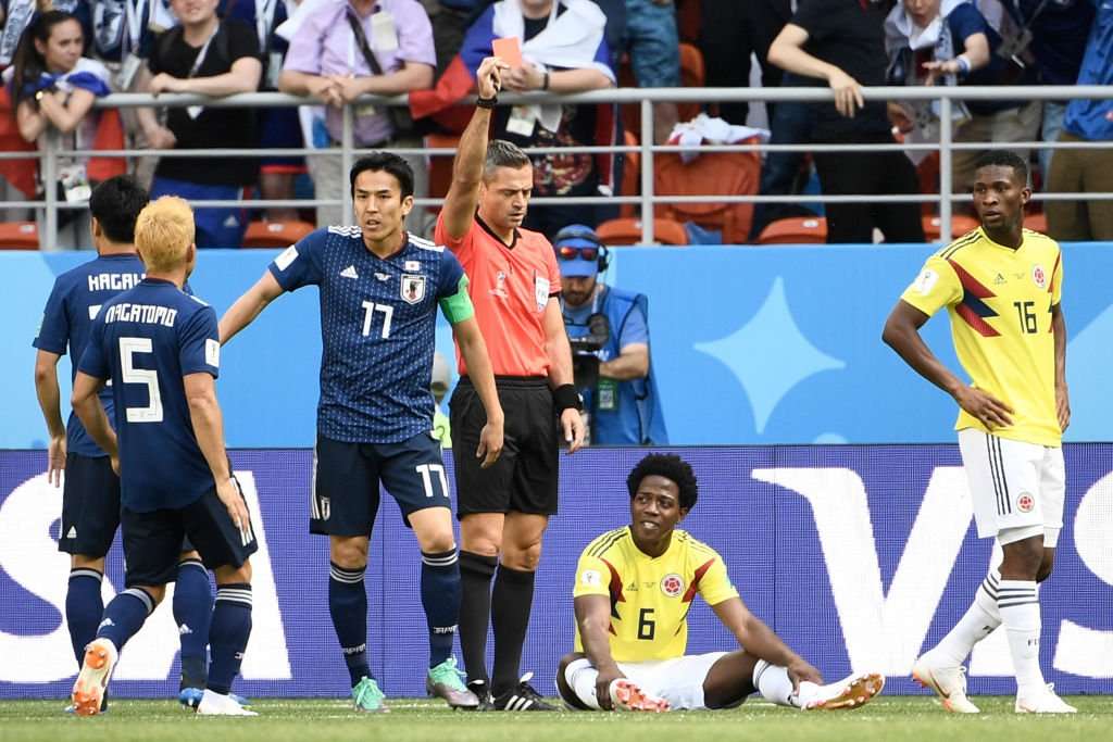 El volante colombiano Carlos Sánchez primer jugador expulsado en el Mundial de Rusia 2018