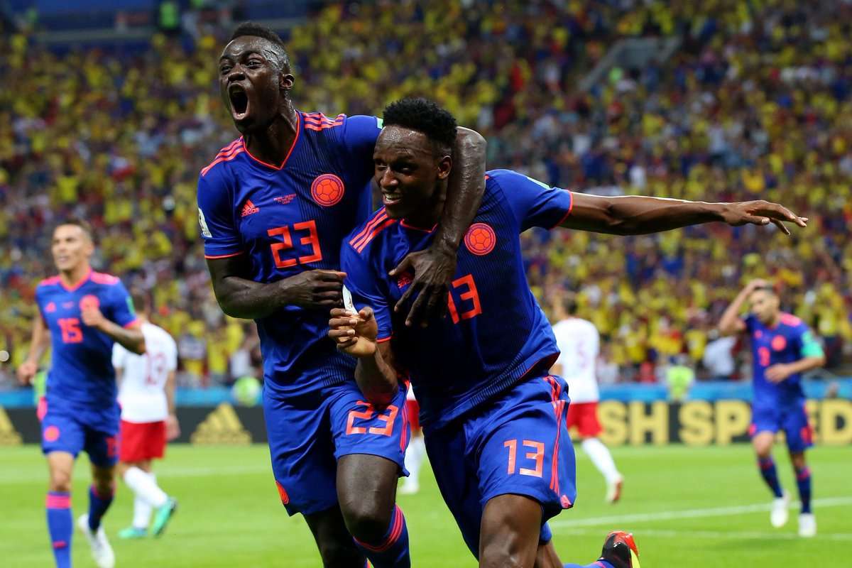 Colombia le gana parcialmente a Polonia con gol de Yerry Mina