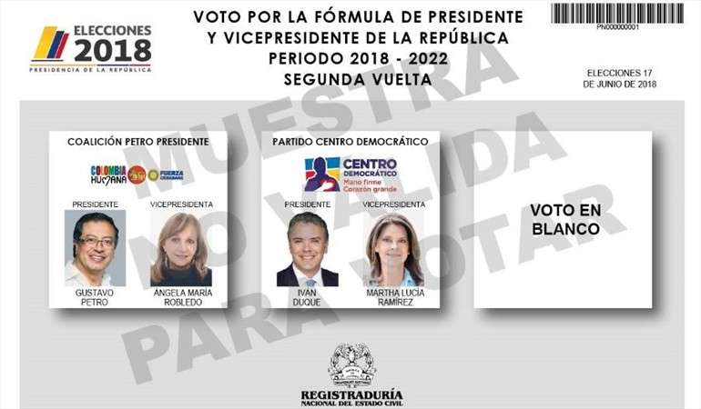 Este será el tarjetón para la segunda vuelta presidencial