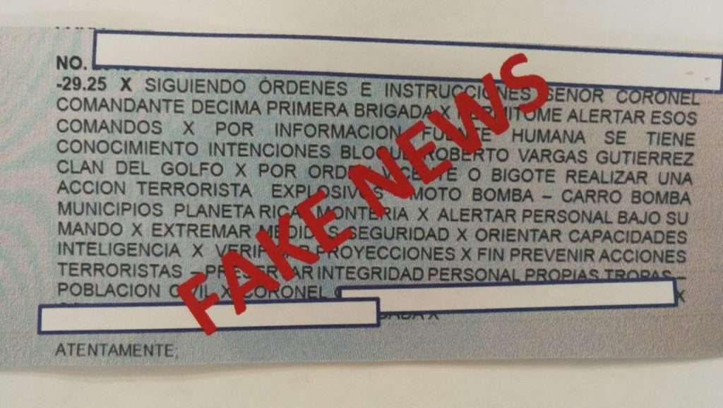 Ejército informó que mensajes sobre atentados en Córdoba son falsos