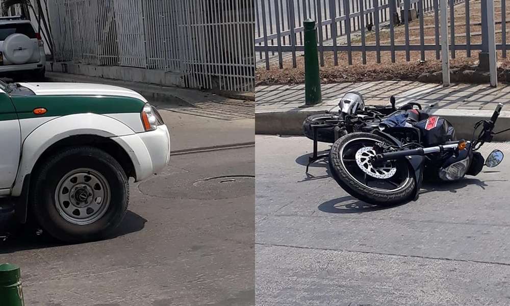 ¡El colmo! En pleno ‘Día sin Carro’ patrulla de la Policía chocó contra una motocicleta en Montería