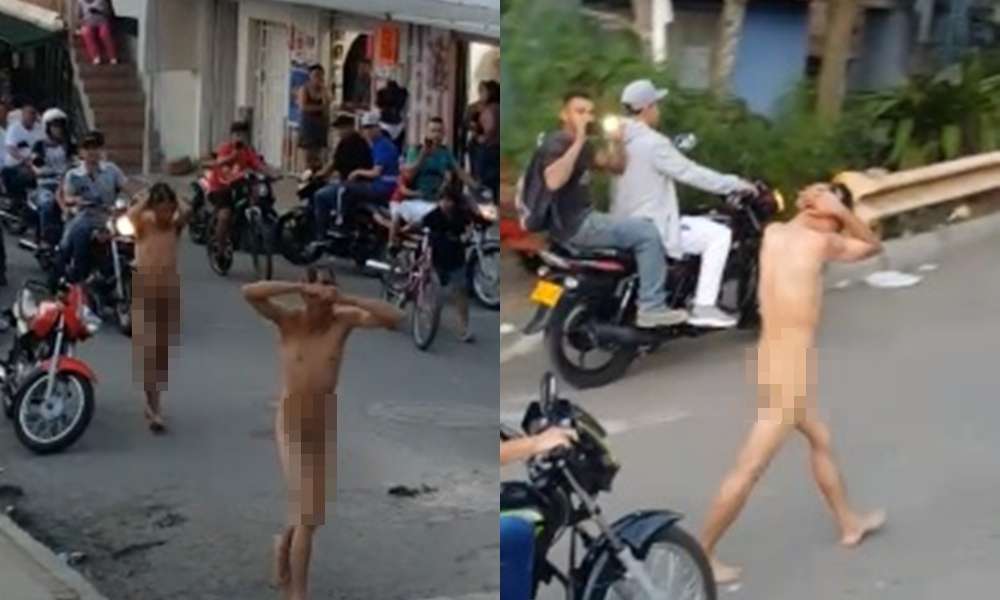 En video, por ladrones los desnudaron, los trasquilaron y los pasearon desnudos por el barrio