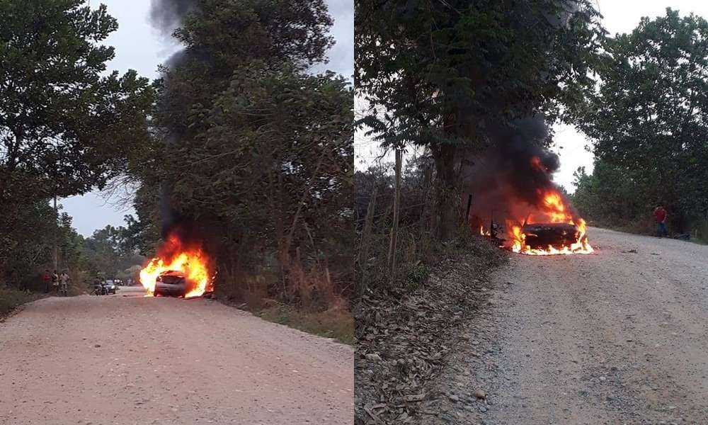 Vehículo que transportaba universitarios se incendió en plena vía