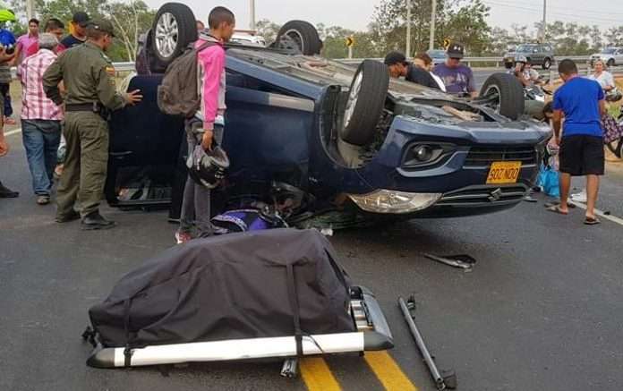 Automóvil se volcó en la vía Cereté – Ciénaga de Oro