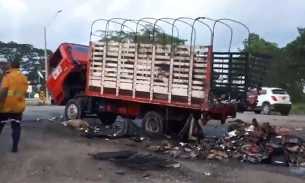 Camión se incendió al interior de una bodega de reciclaje en Montería