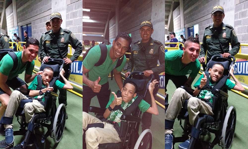 Policía le cumplió el sueño a menor con discapacidad de conocer a jugadores de Atlético Nacional