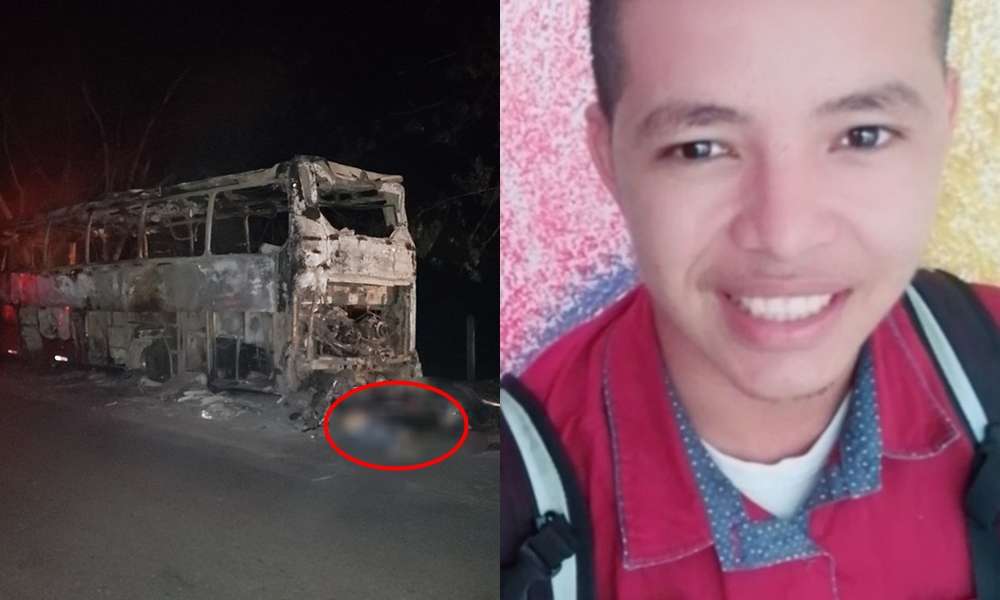 Trágico, motociclista murió tras chocar contra un bus incinerado en el Bajo Cauca antioqueño