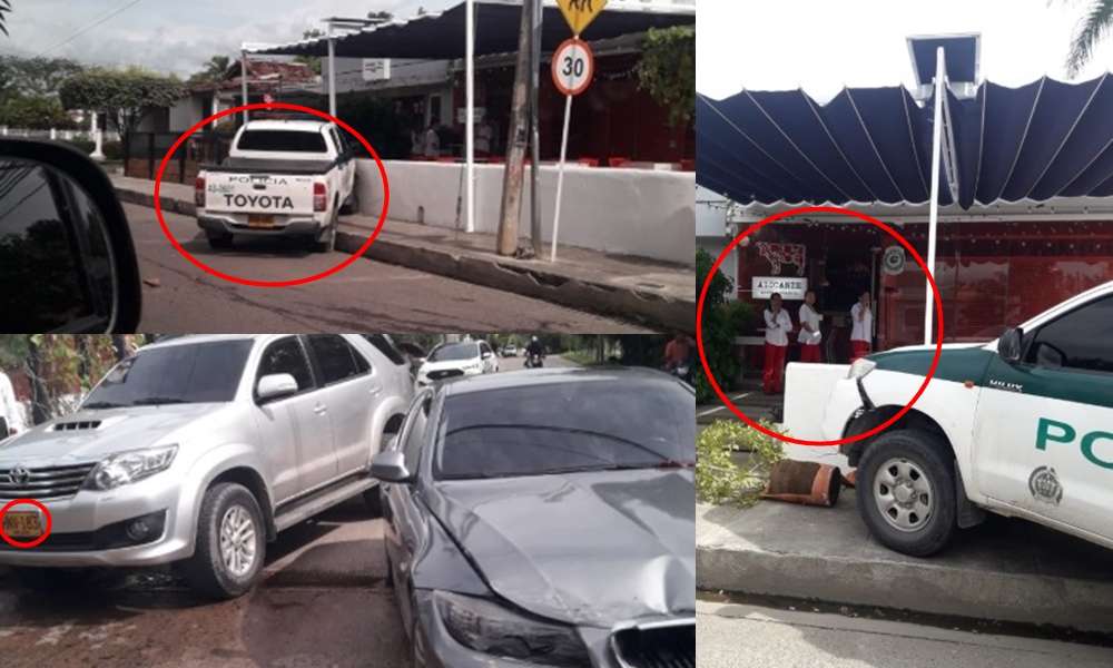 Camioneta de la Policía involucrada en aparatoso accidente de tránsito en el barrio El Recreo de Montería