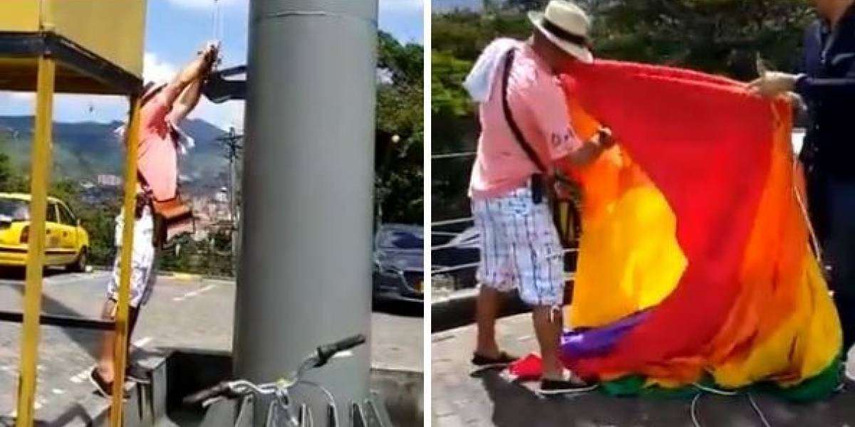 ¿Usted qué opina? Hombre que bajó y rasgó la bandera LGBTI aseguró que quieren imponer la “cultura gay”