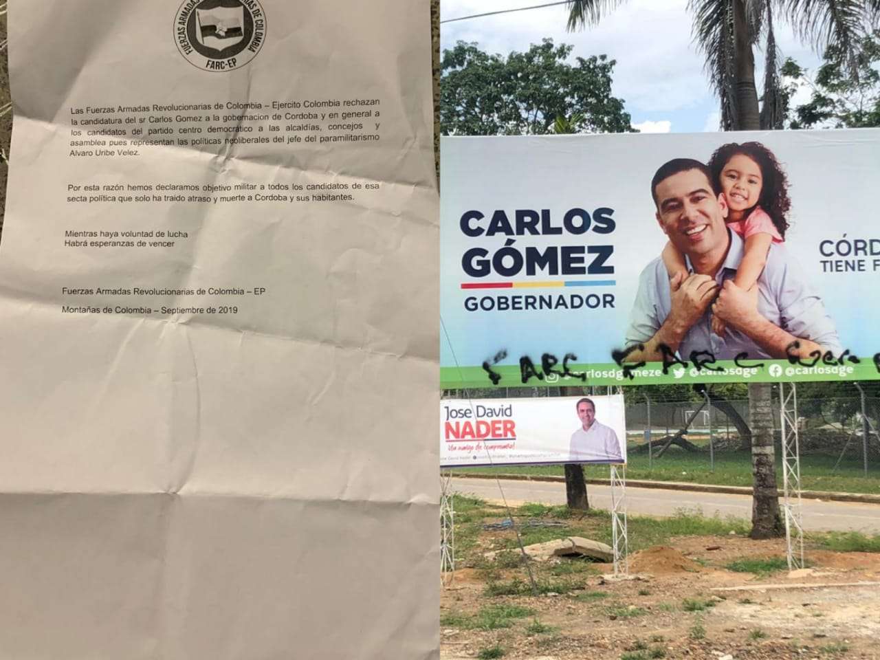 Lo que faltaba, circulan supuestos panfletos amenazando de muerte al candidato a la Gobernación de Córdoba, Carlos Gómez