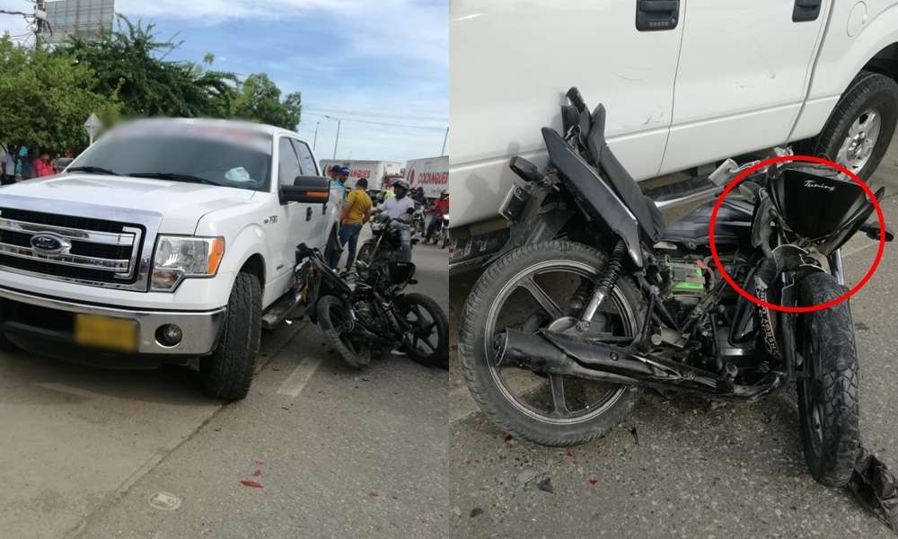 Aparatoso accidente en la glorieta de Mocarí, Montería