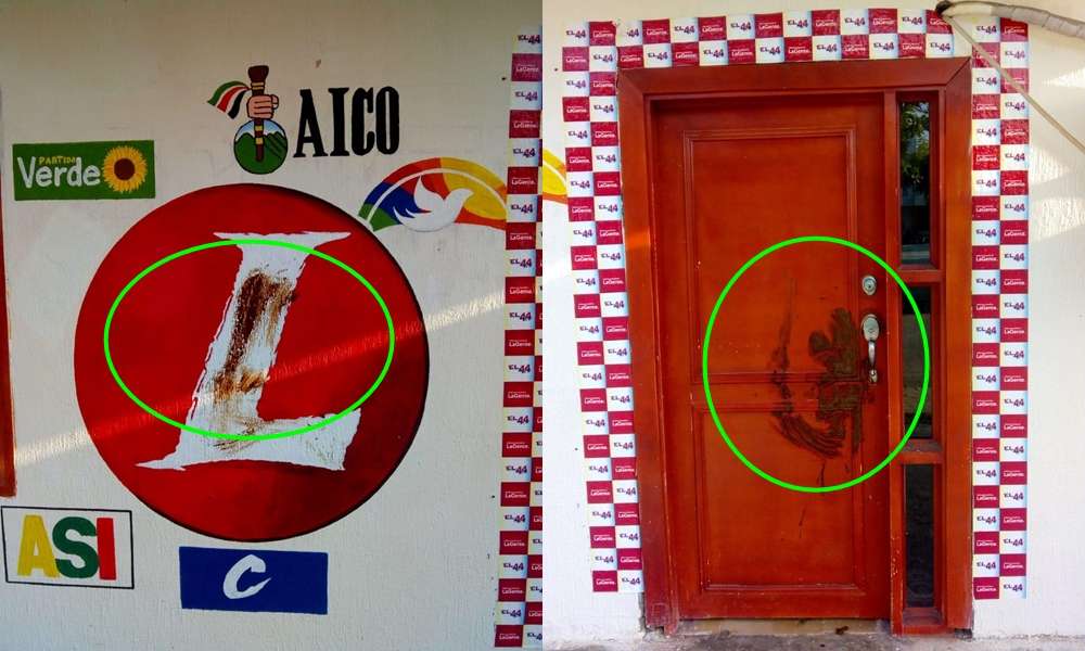 Con excremento, miembros de otra campaña atacaron la sede política de Jorge Negrete en Lorica