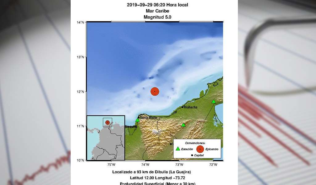 En la Costa Caribe se registró un temblor de 5.0