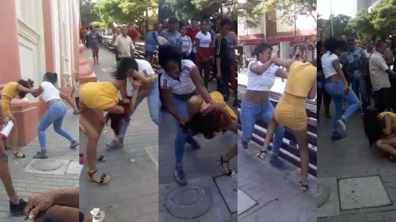 ¿Qué peleaban? Tremenda ‘muñequera’ se dieron dos venezolanas en plena vía pública