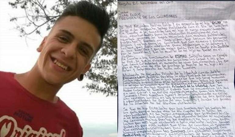 Desde la cárcel, madre de Dilan Cruz envió carta al presidente Duque y pidió que la muerte de su hijo no quede en el olvido