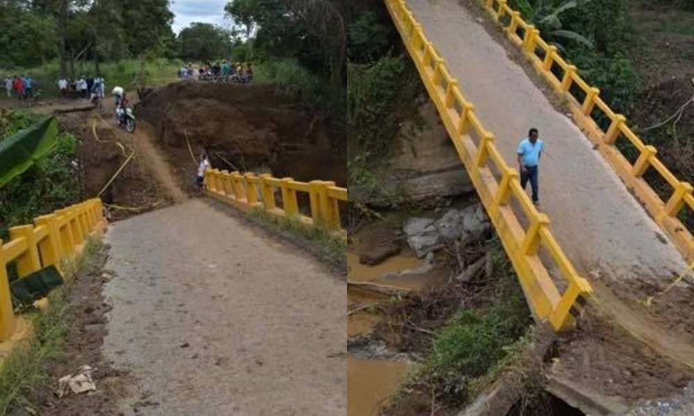 En zona rural de Valencia quedaron incomunicados tras colapso de puente