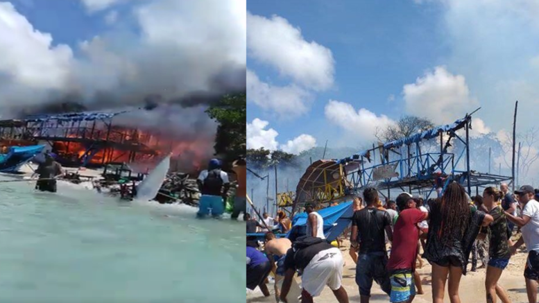 Incendio devoró cinco cabañas en Playa Blanca