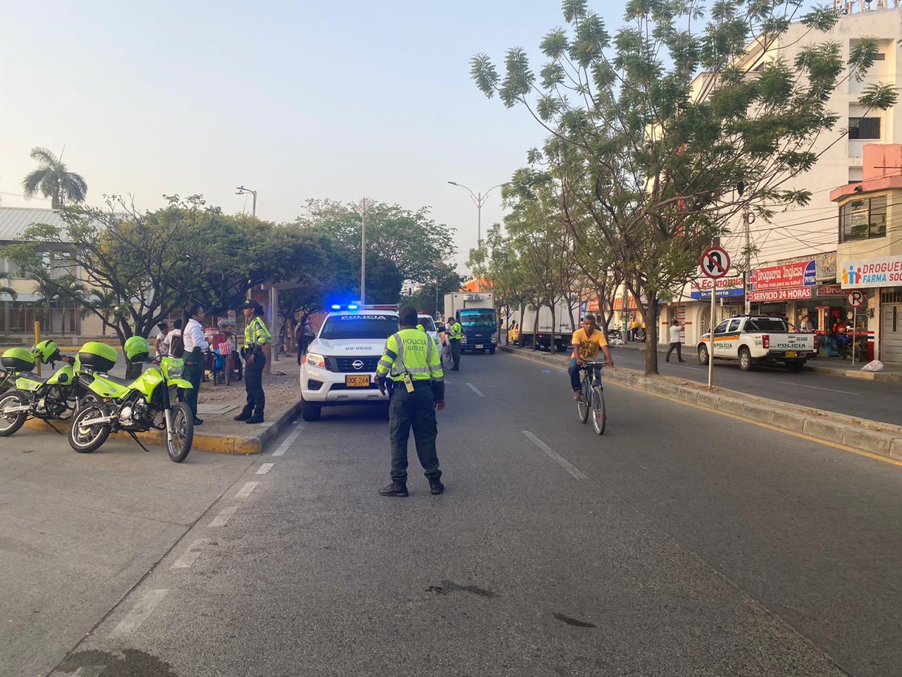 Así arrancan los puestos de control de la Policía en la jornada del Día Sin Carro en Montería