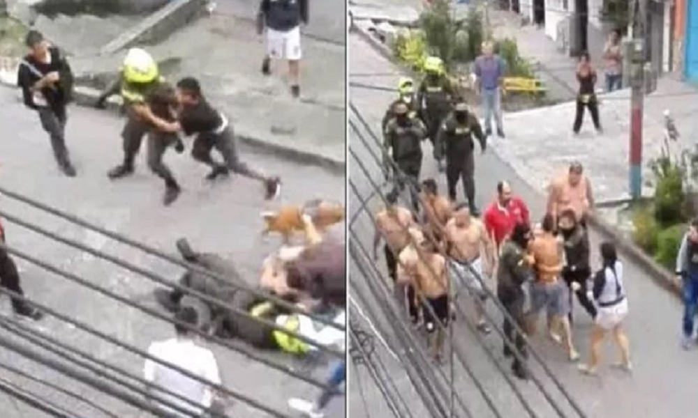 En video, comunidad agredió a policías que fueron a atender una riña