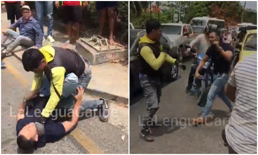 Video: pararon el tráfico, tremenda muñequera le dio mototaxista a ‘pupi’ en el norte de Montería