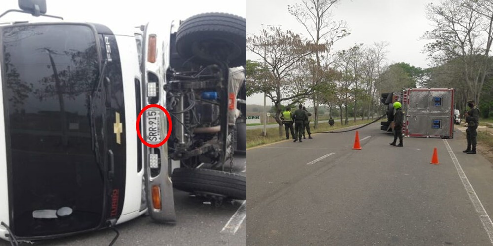 Camión que transportaba carne de cerdo se volcó en Sahagún y la comunidad intentó saquearlo