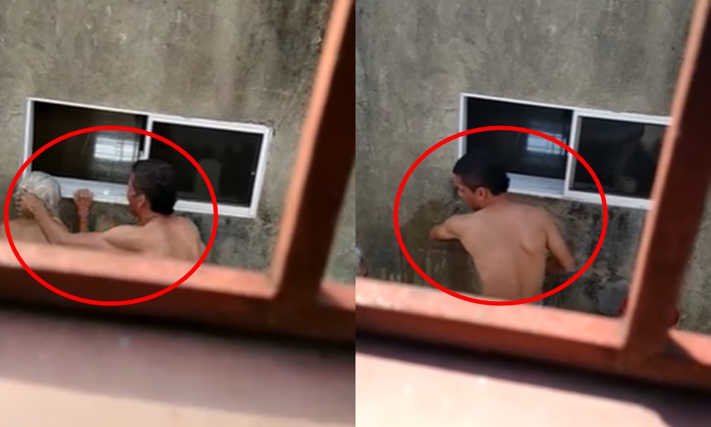 [Video] Casi linchan a desalmado hombre que le pegaba a su mamá mientras la bañaba