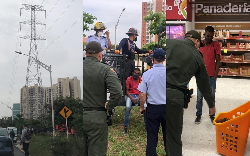 Qué gran gesto: policías y bomberos rescataron a un hombre que se iba a suicidar y le hicieron un mercado