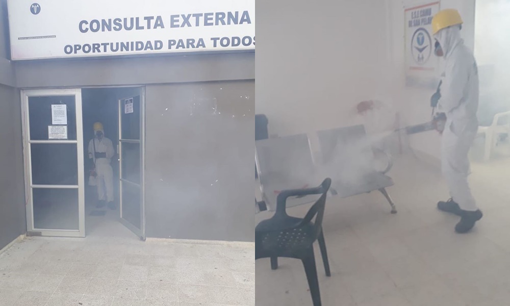 Covid-19: desinfectan las instalaciones de la ESE Camu San Pelayo