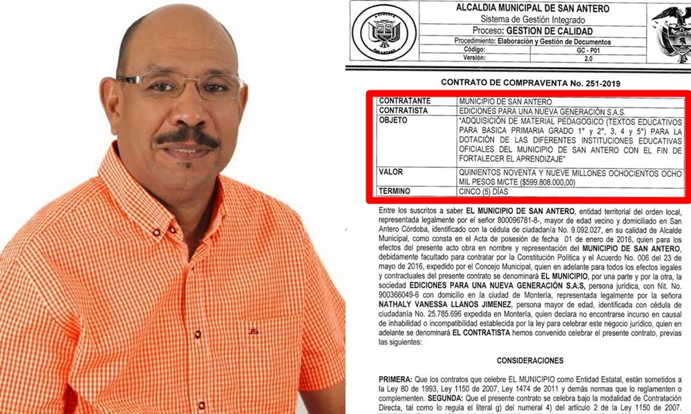 No se fue con las manos vacías: exalcalde de San Antero, Dennys Chica, firmó millonario contrato antes de entregar el cargo