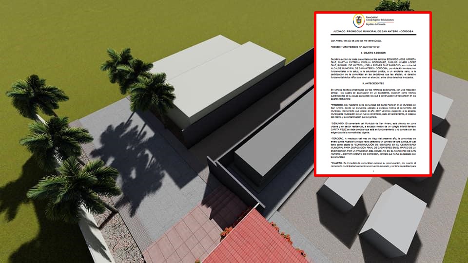 Niegan tutela a concejal Edgardo Arrieta y otros, contra el municipio de San Antero por la construcción de bóvedas por causa del Covid-19