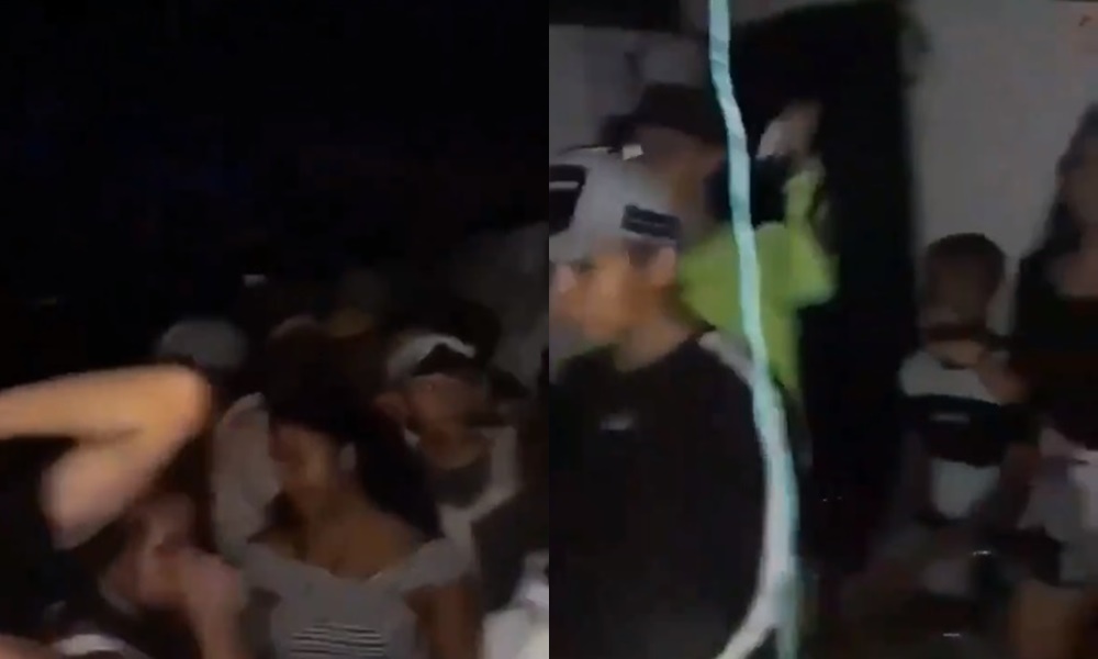 Video: Qué irresponsables, decenas de jóvenes parrandearon en el patio de una casa