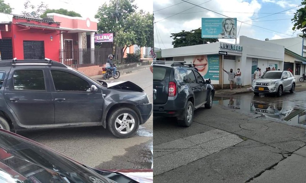 En pleno toque de queda, dos carros protagonizaron estrepitoso accidente en el centro de Montería