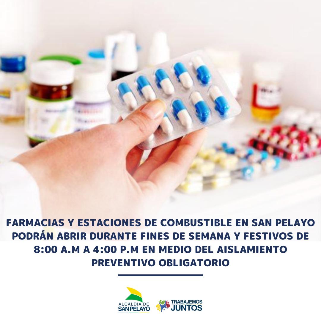 En San Pelayo, farmacias y estaciones de gasolina podrán abrir durante fines de semana y días festivos