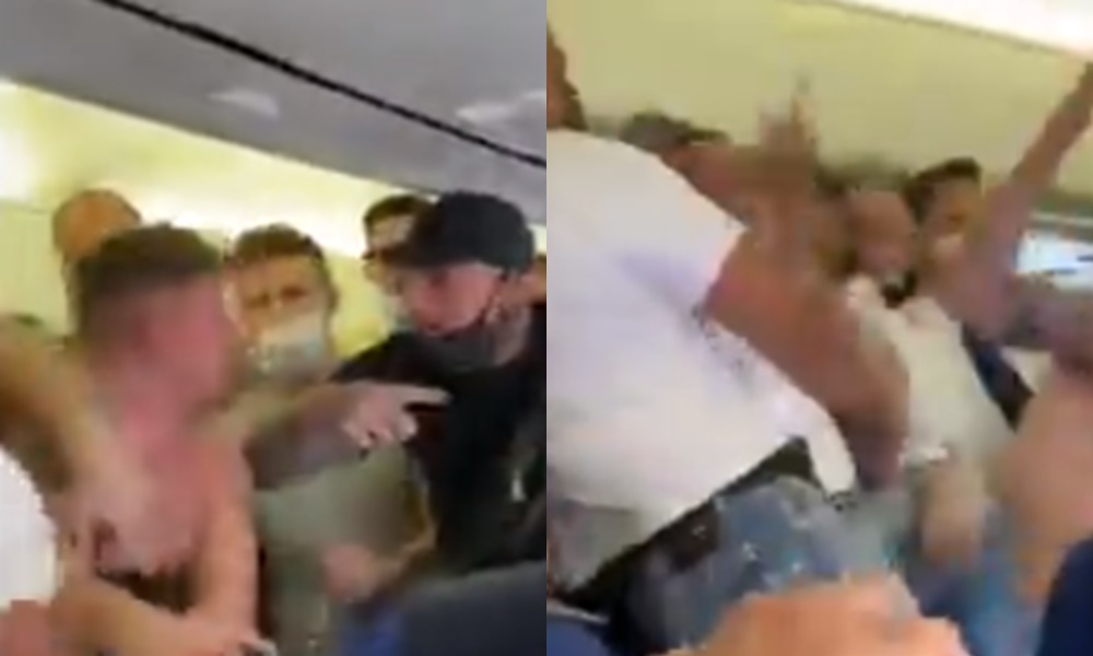 En video: dos hombres se negaron a usar tapabocas y desencadenaron una batalla campal en pleno vuelo