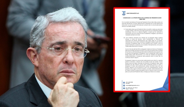“Uribe no autorizó pagos a testigos”: manifestó defensa del expresidente en un comunicado