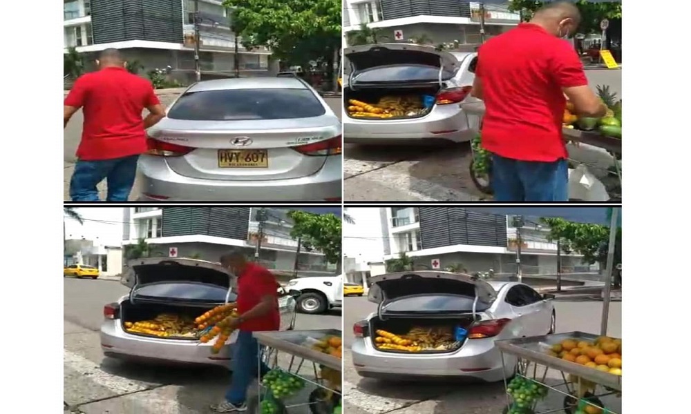 Miserable: por golpearle el carro con una carretilla, hombre se le llevó las frutas a vendedor ambulante
