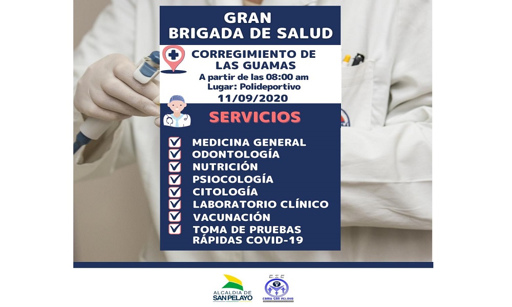 Este viernes realizarán gran brigada de salud en el corregimiento Las Guamas de San Pelayo