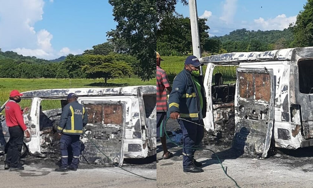 Por una falla mecánica, vans se incendió en Los Córdobas