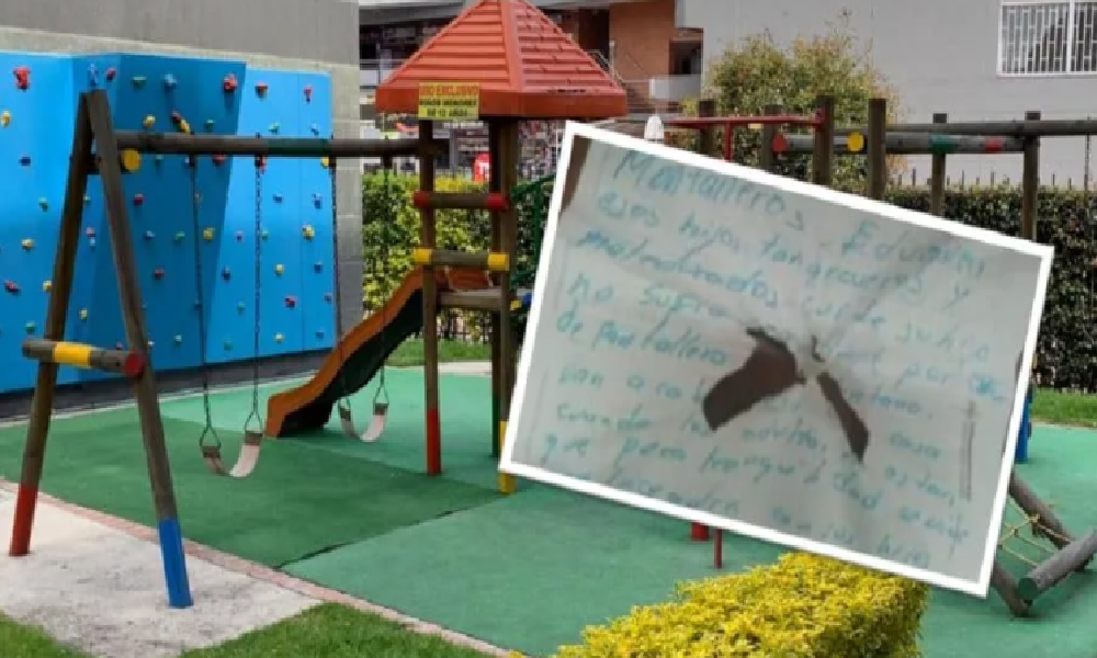 Qué intolerancia, con un panfleto amenazan a niños que jugaban en el parque de un conjunto residencial