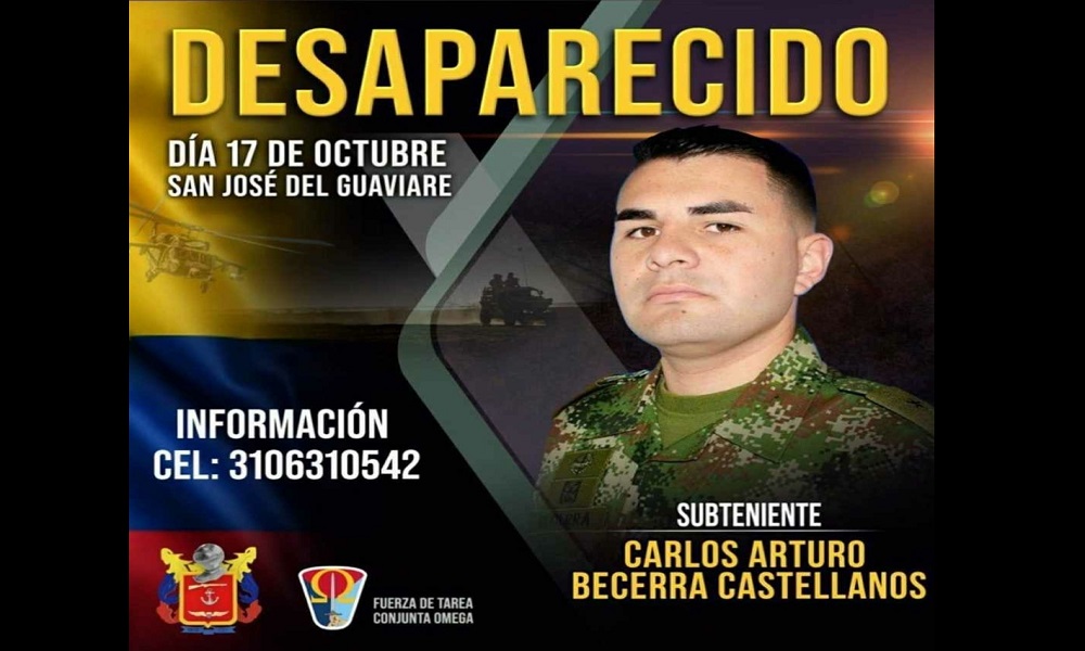 Subteniente del Ejército lleva 9 días desaparecido en Guaviare