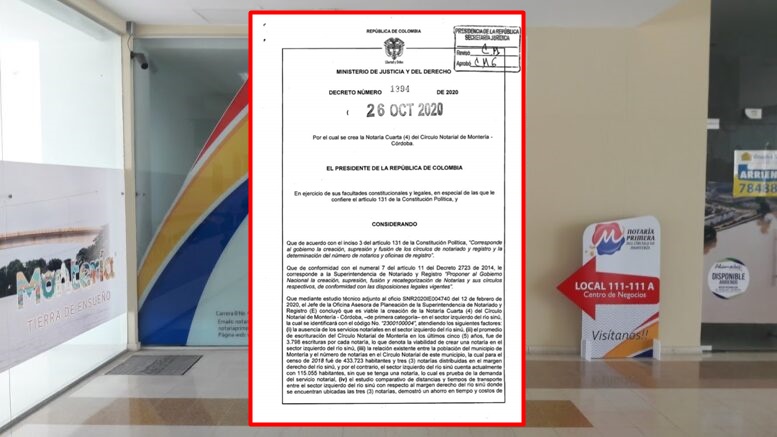 Notaría Cuarta de Montería funcionará en la Margen Izquierda