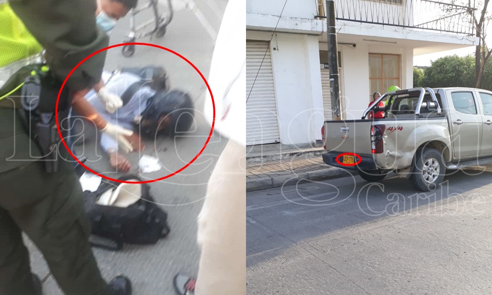 Camioneta embistió a un motociclista en El Centro de Montería