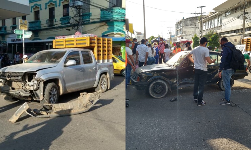 Aparatoso choque de vehículos en El Centro de Montería