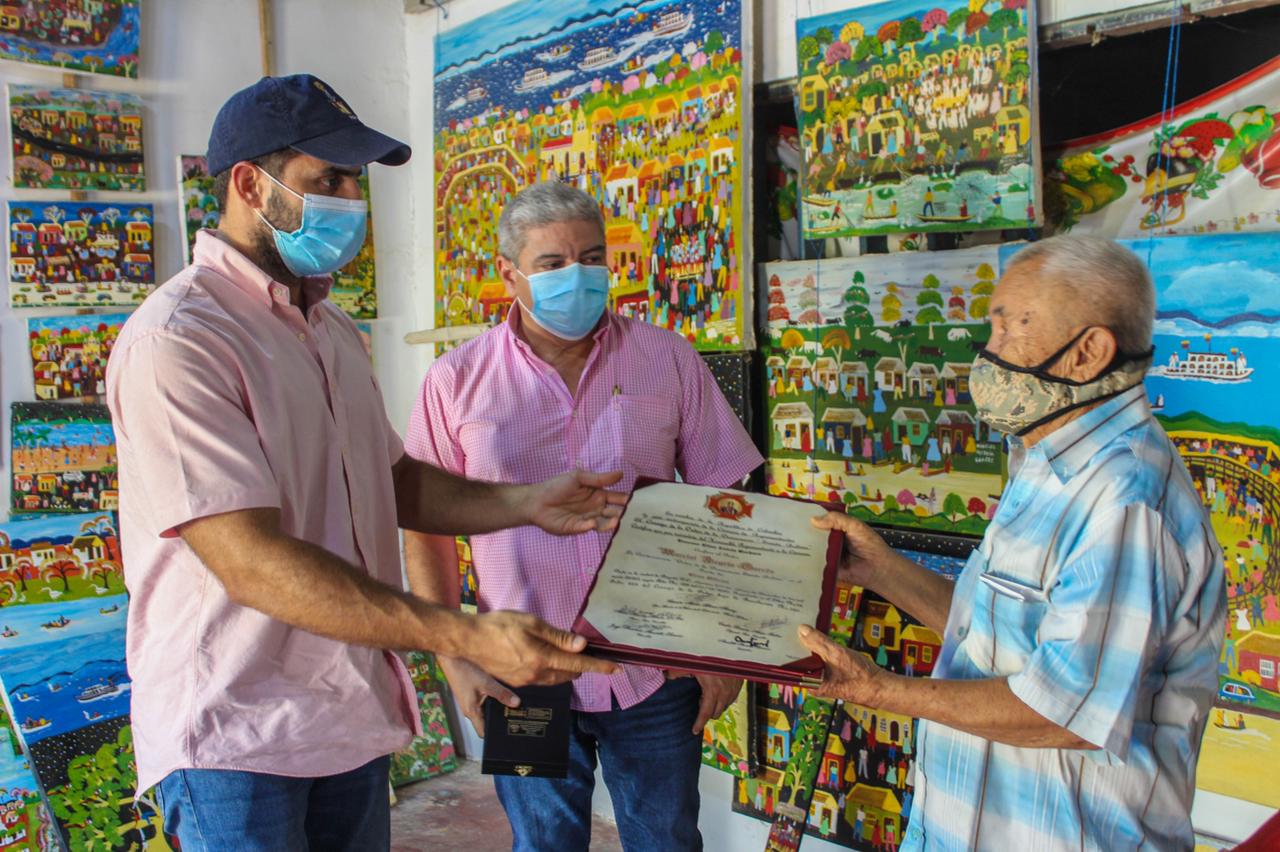 Representante Erasmo Zuleta entregó reconocimiento al pintor primitivista Marcial Alegría