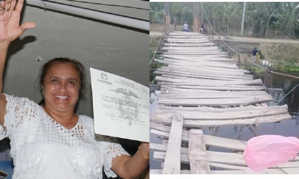 Alcaldesa de Ciénaga de Oro como el nido de la paloma, Gobernador sacó la cara por el puente de Bellavista