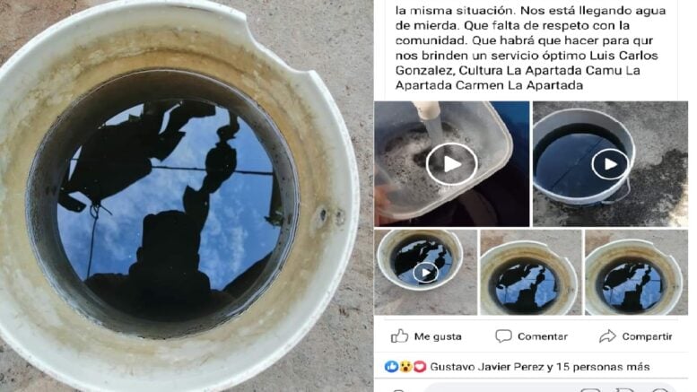 ¡Asqueroso! Negra y con heces fecales, así estaría llegando el agua a La Apartada