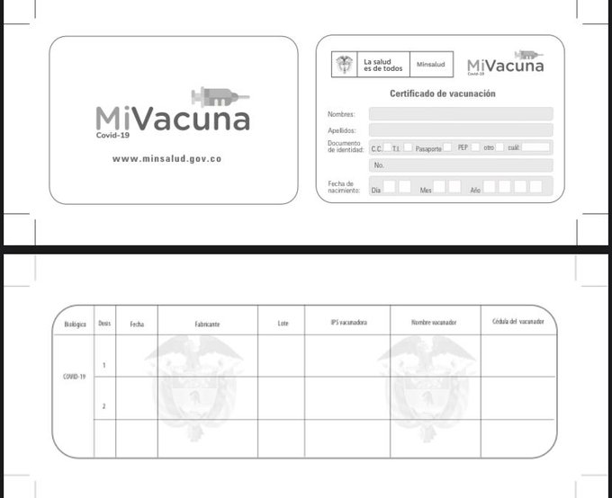 Cada persona que se vacune contra el Covid-19 recibirá un carné de certificación