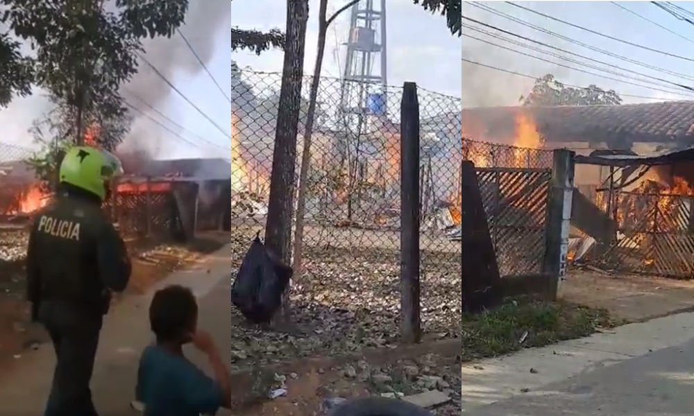 Voraz incendio en un aserrío en el casco urbano de Montelíbano