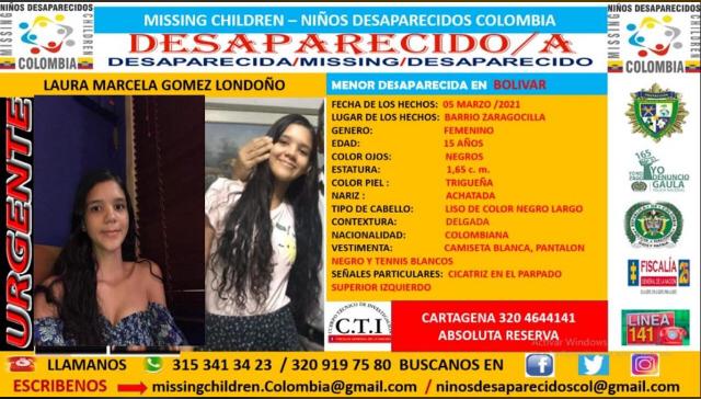 Joven de 16 años está desaparecida en Cartagena, familiares están desesperados