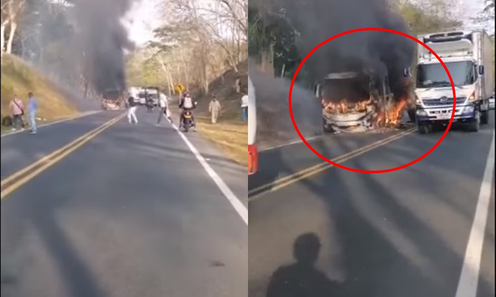Pánico generó el incendio de un bus en la vía Arboletes-Montería